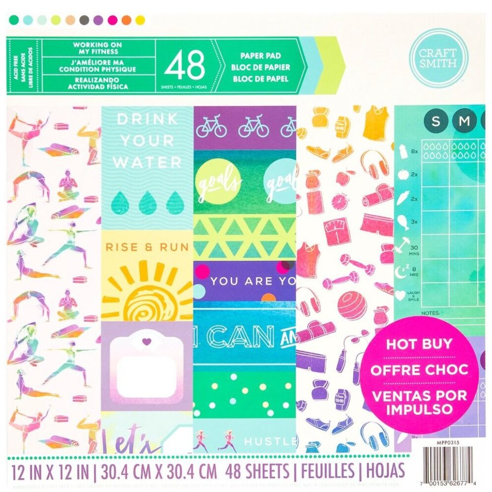 Craft Smith Working on My Fitness Yoga Week Chart 12x12 Paper Pad 35 Sheets